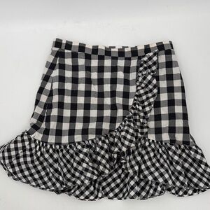 J. Crew Asymmetrical Black and White Check Skirt